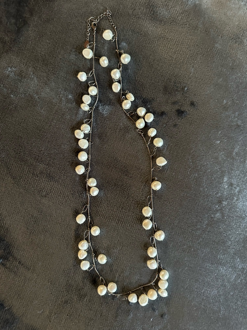 Sorrelli 30” Cream Pearl Cluster Strand Necklace Silver Tone